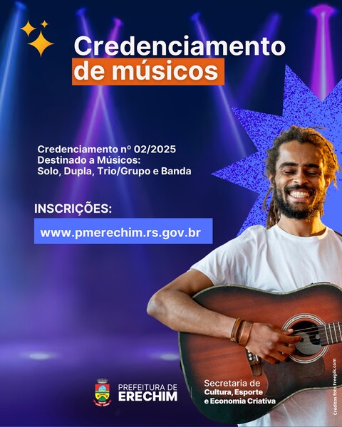 Prefeitura publica edital de credenciamento para músicos interessados em participar de eventos municipais 