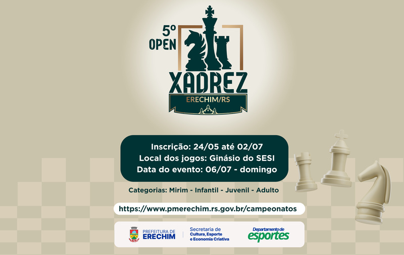 Erechim sediará o 5º Open de Xadrez em julho