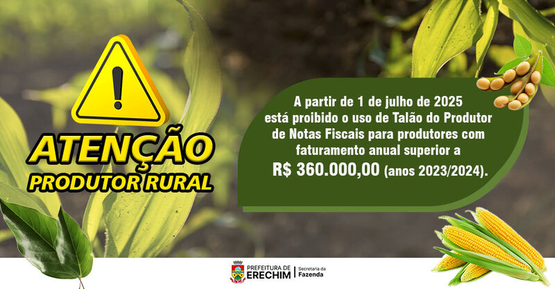 Nota eletrônica será obrigatória para produtores rurais com receita bruta superior a R$ 360 mil a partir de julho
