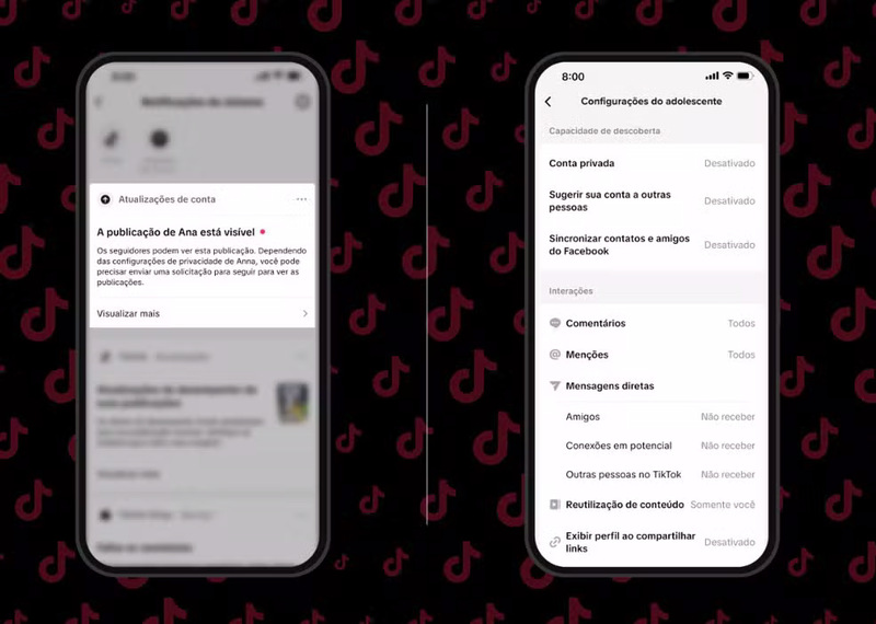 TikTok passa a notificar pais sobre publicações dos filhos adolescentes