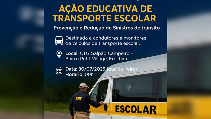PRF realiza palestra sobre segurança no transporte escolar em Erechim
