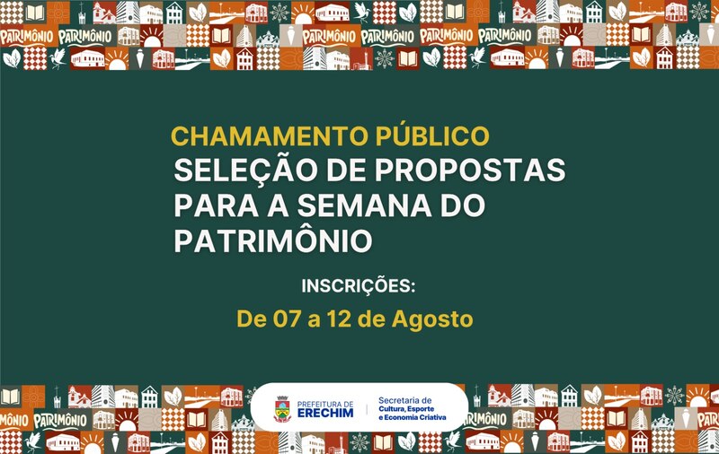 Inscrições abertas para seleção de propostas para integrar a Semana do Patrimônio 2025