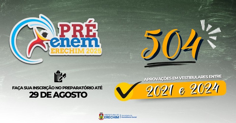 Pré-Enem Erechim 2025: curso gratuito segue com inscrições abertas  e amplia chances de ingresso na universidade   