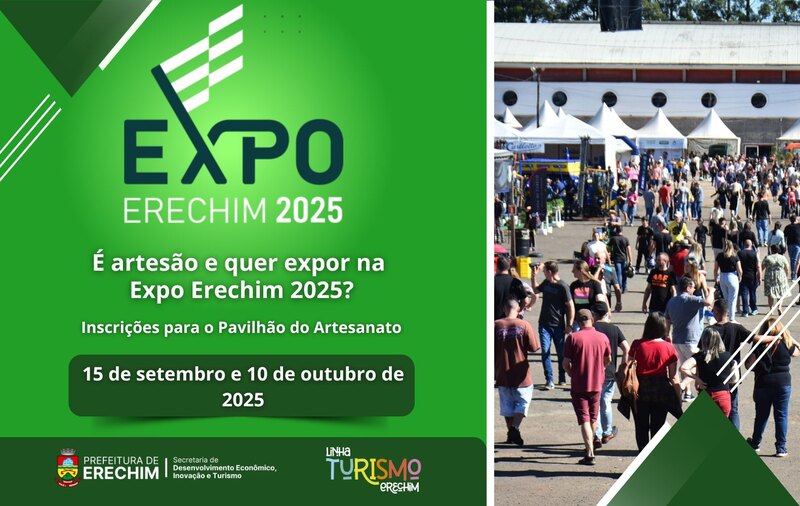 Prefeitura abre inscrições para expositores do Pavilhão do Artesanato na Expo Erechim 2025