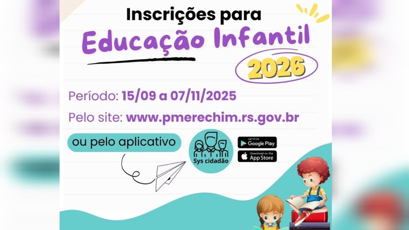 Inscrições para novos estudantes da Educação Infantil 2026 começam na segunda-feira
