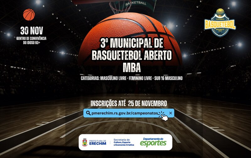 3º Municipal de Basquetebol Aberto movimentará o esporte em Erechim