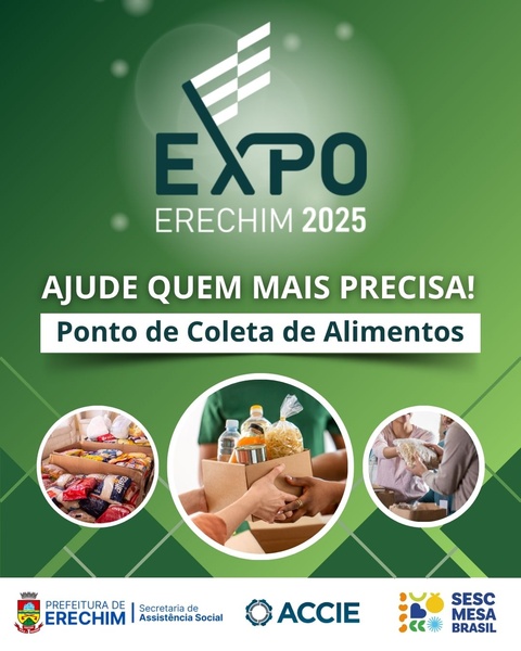 Entrada gratuita e solidária na Expo Erechim 2025 incentiva doação de alimentos