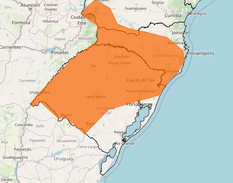 Instituto Nacional de Meteorologia (INMET) emite alertas de tempestade para o Rio Grande do Sul