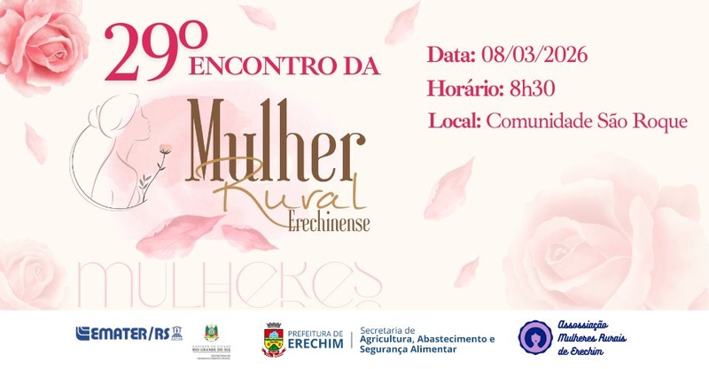 29º Encontro da Mulher Rural Erechinense será realizado no Dia Internacional da Mulher