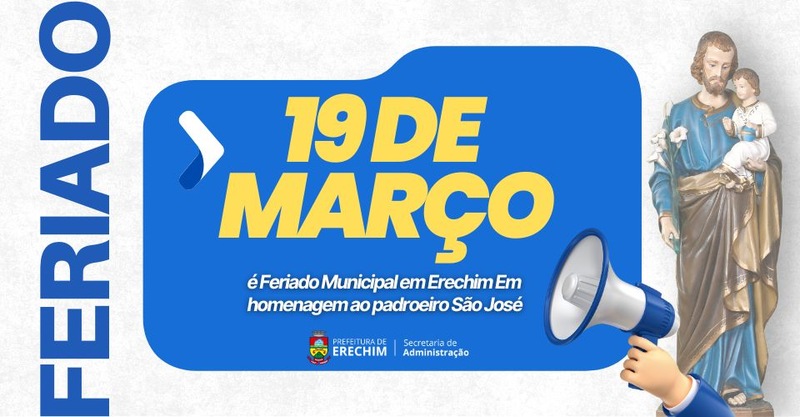 Erechim terá Feriado municipal em 19 de março em homenagem ao padroeiro São José