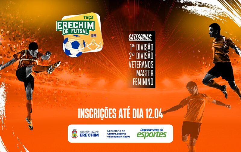 Inscrições abertas para a Taça Erechim de Futsal 2026