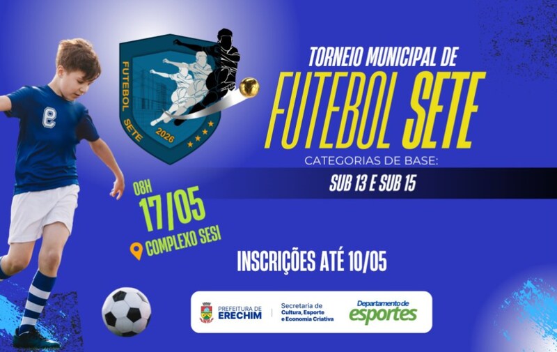 Erechim abre inscrições para Torneio Municipal de Futebol Sete 2026