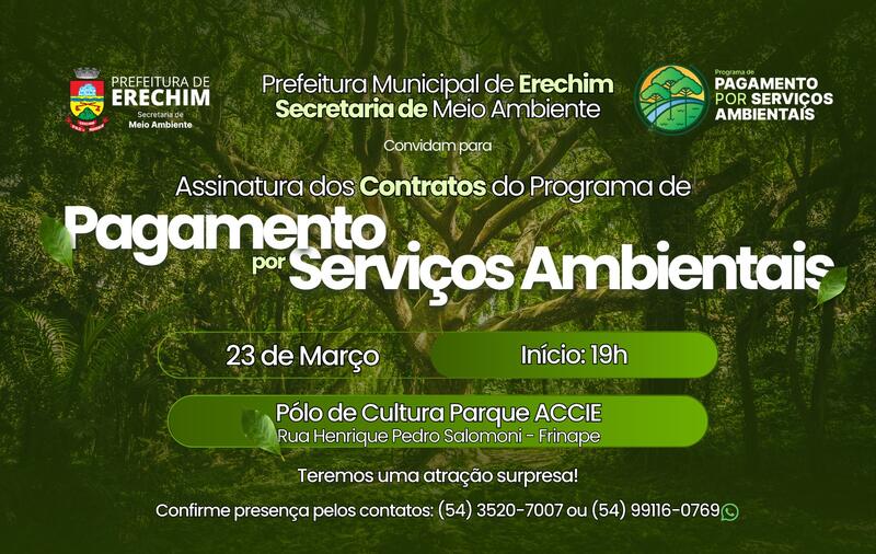 Programa de Pagamento por Serviços Ambientais realiza novas assinaturas de contratos em Erechim