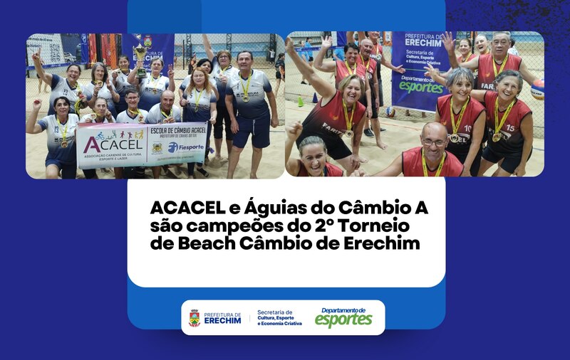 ACACEL e Águias do Câmbio A são campeões do 2º Torneio de Beach Câmbio de Erechim