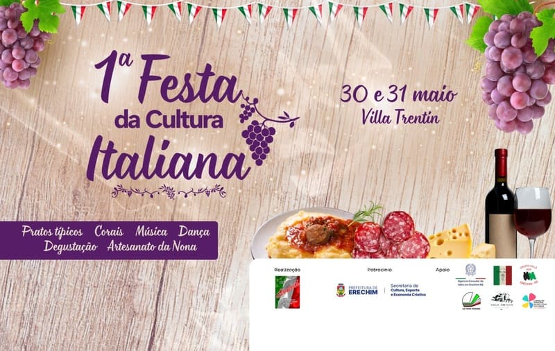 Erechim realiza 1ª Festa da Cultura Italiana com música, gastronomia e atrações gratuitas