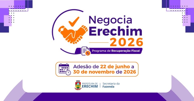 Negocia Erechim 2026 é sancionado e oferece descontos de até 100% para regularização de débitos municipais