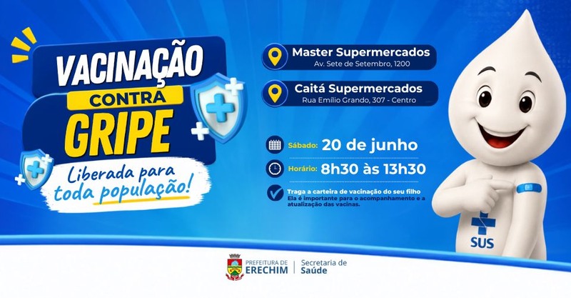 Erechim leva imunização contra a gripe aos supermercados neste sábado