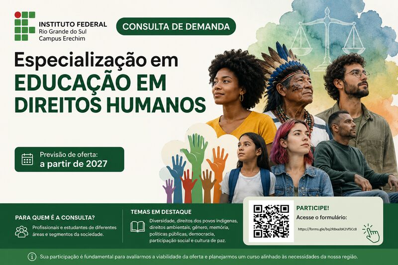 IFRS Erechim consulta interesse para nova especialização em Direitos Humanos