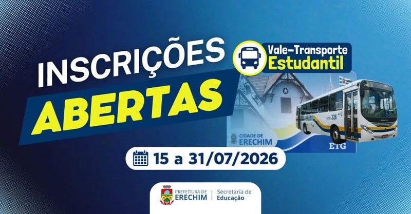 Vale-Transporte Estudantil: inscrições estão abertas para garantir apoio no deslocamento às aulas em Erechim
