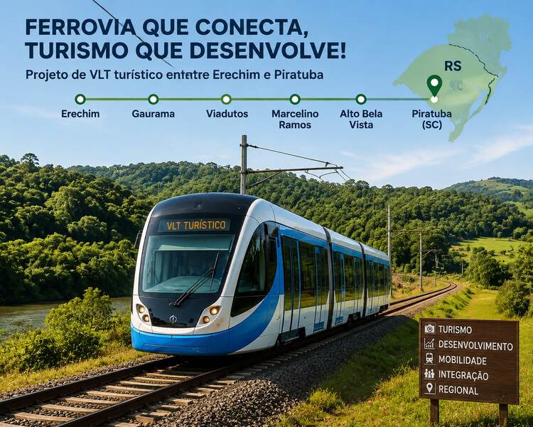 Prefeito de Marcelino Ramos articula VLT turístico para ligar Erechim a Piratuba pela ferrovia