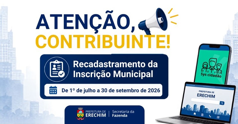 Contribuintes com inscrição municipal devem realizar recadastramento obrigatório