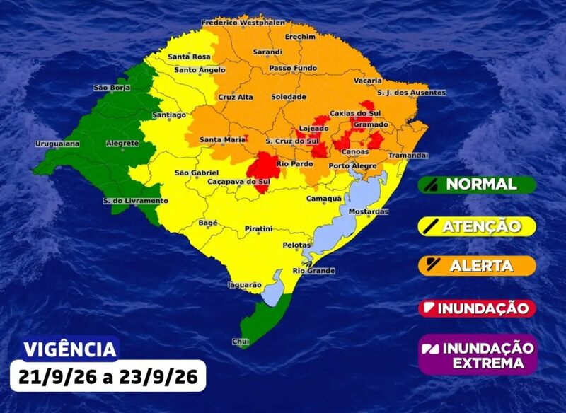 Temporal deixa uma morte e danos em mais de 100 municípios; rios mantêm RS em alerta