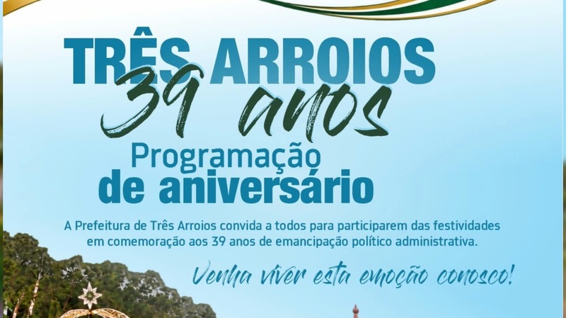 Três Arroios divulga programação do aniversário de 39 anos