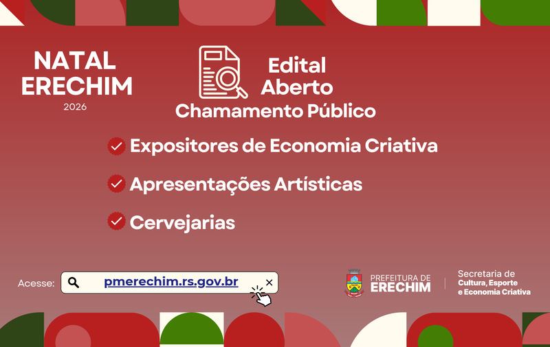 Prefeitura abre inscrições para artistas, empreendedores e cervejarias participarem do Natal Erechim 2026