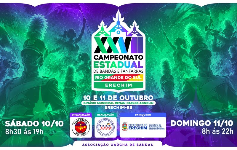 Erechim vira palco da música: Estadual de Bandas e Fanfarras terá 51 apresentações neste fim de semana