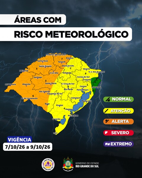 Temporais voltam ao RS nesta quarta