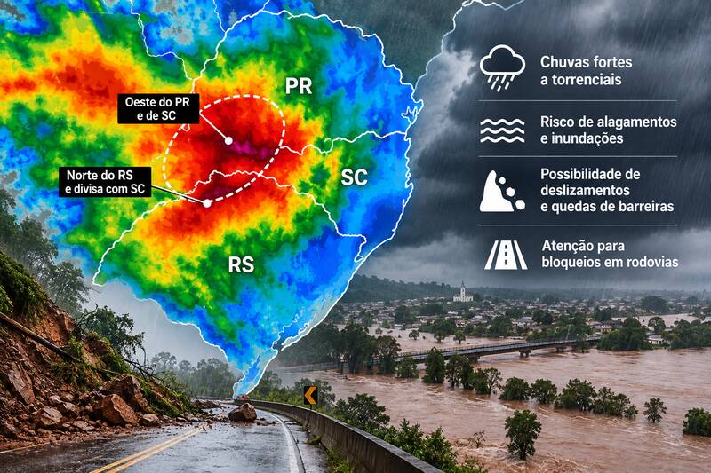 Semana de muita chuva coloca Norte do RS e divisa com Santa Catarina em atenção