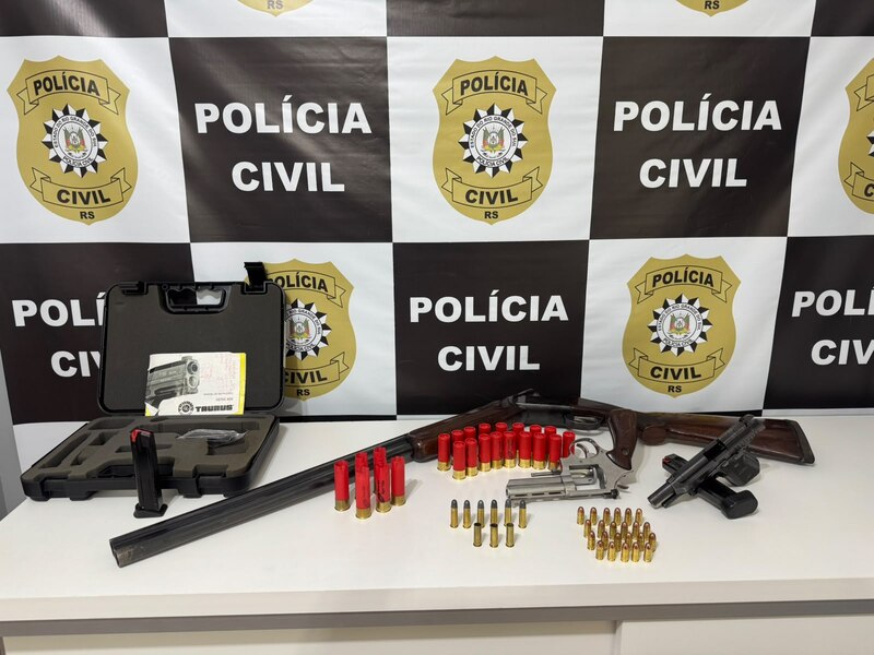 Polícia Civil apreende três armas e munições durante operação no interior de Erval Grande